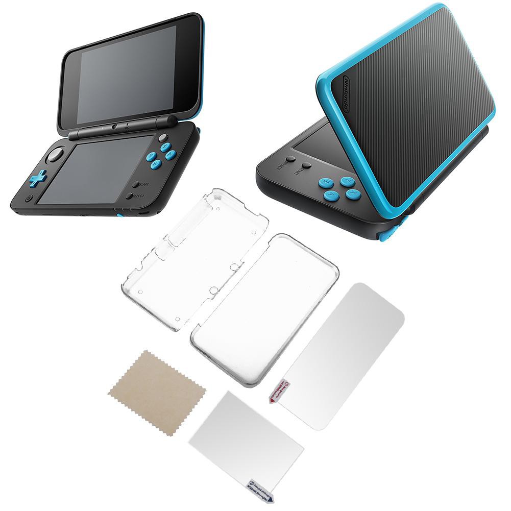 Ốp nhựa trong suốt + miếng dán màn hình chống trầy cho máy chơi game Nintendo NEW 2DS XL