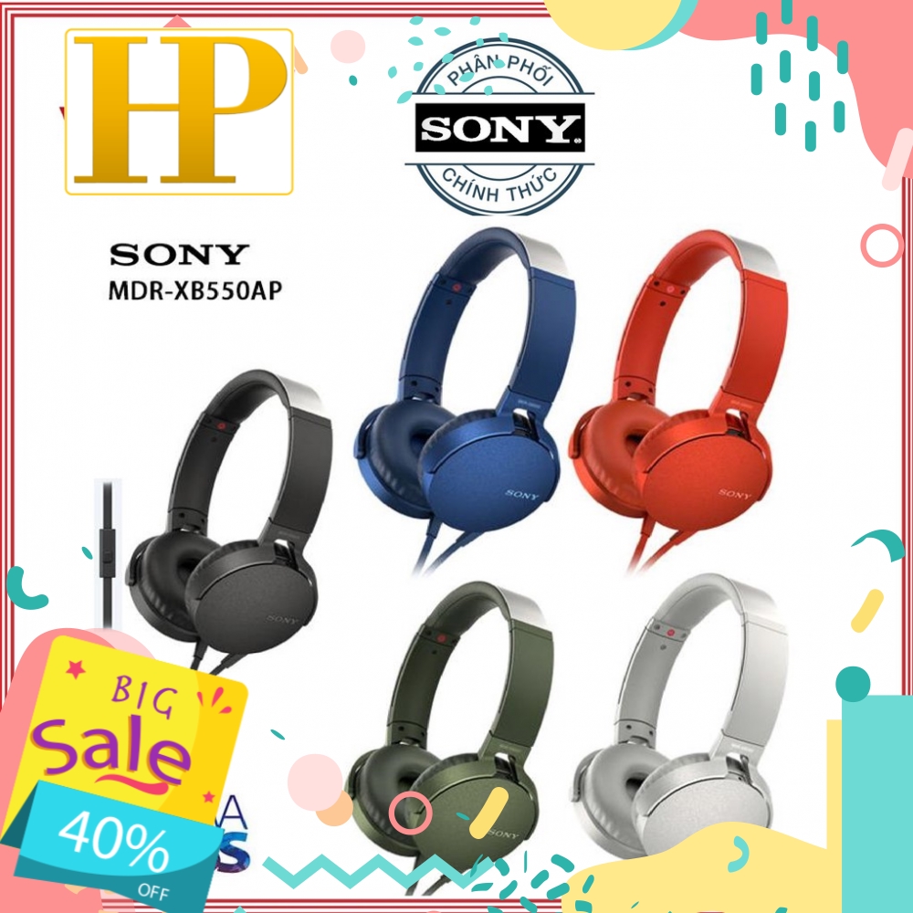 Tai nghe on-ear Extra Bass Sony MDR-XB550AP - Hàng Chính Hãng