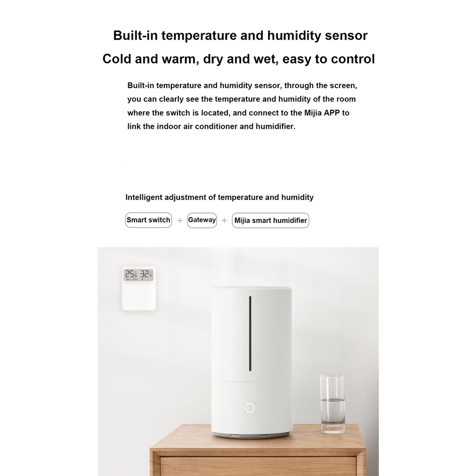 Công Tắc Điều Khiển Nhiệt Độ Độ Ẩm Đa Năng Xiaomi Mijia Có Công Tắc Đèn Led Kết Nối Bluetooth