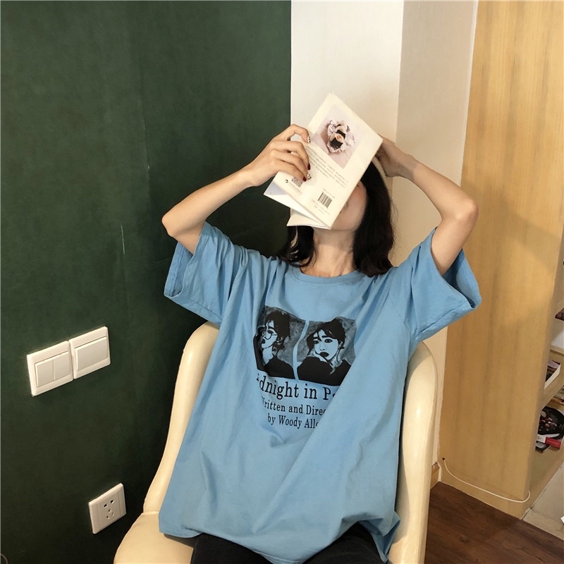 Áo phông nam nữ , áo thun studio1996 form rộng chất cotton in hình paris