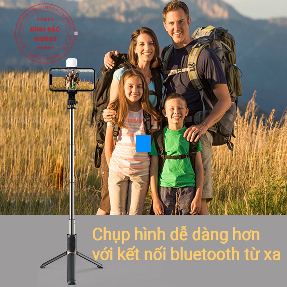 Gậy chụp ảnh bluetooth có đèn led- Trợ sang siêu mạnh- Đình Bắc Store