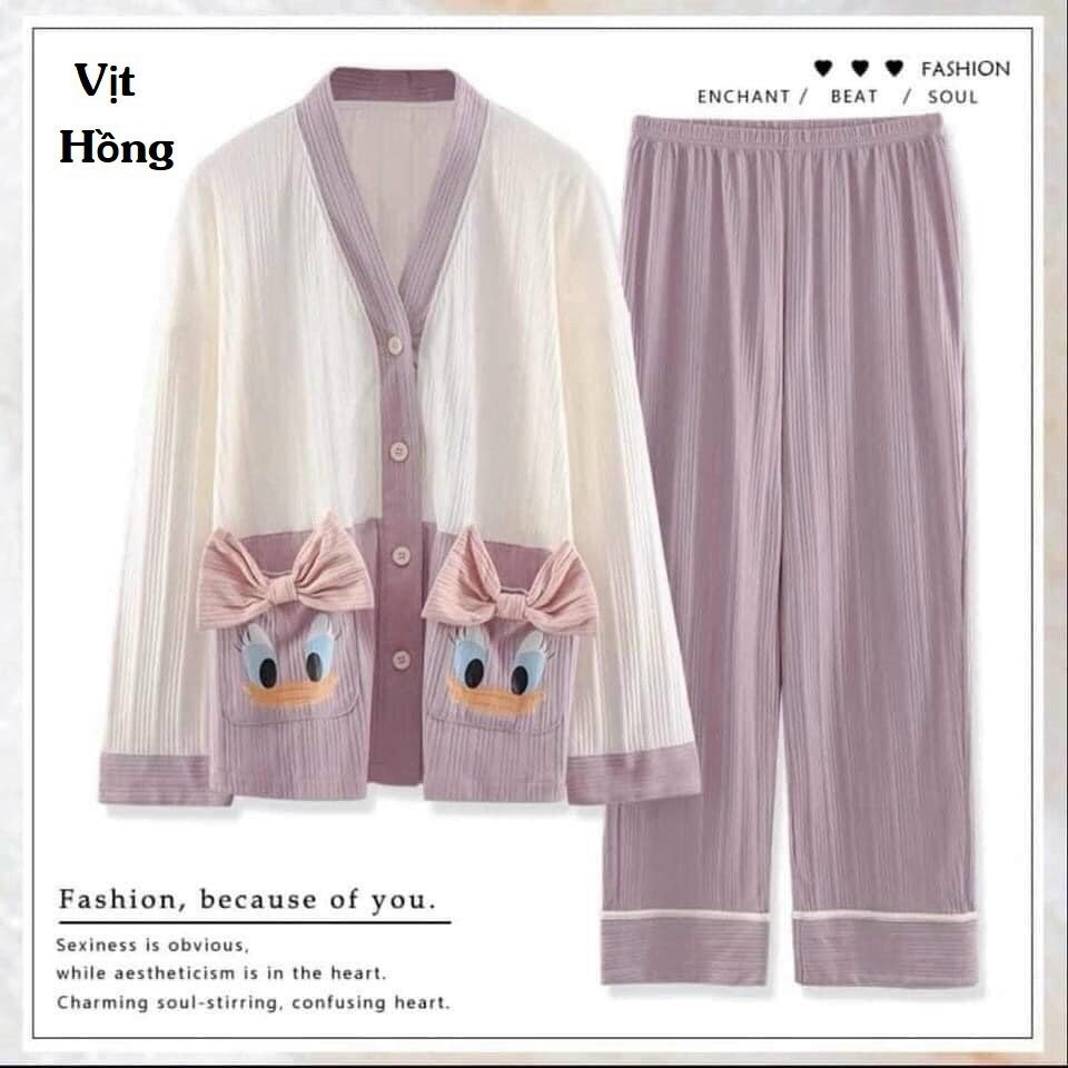 Bộ Pyjama nữ đũi cao cấp Quảng Châu Vịt xanh, Vịt Hồng KMH02 | BigBuy360 - bigbuy360.vn