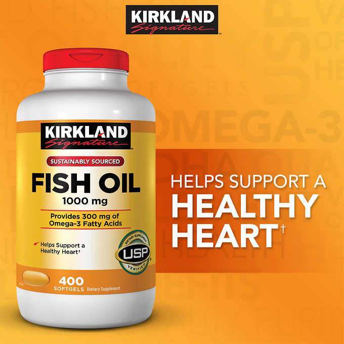 Viên Uống Dầu Cá Kirkland Fish Oil 1000mg 400 Viên - Mỹ