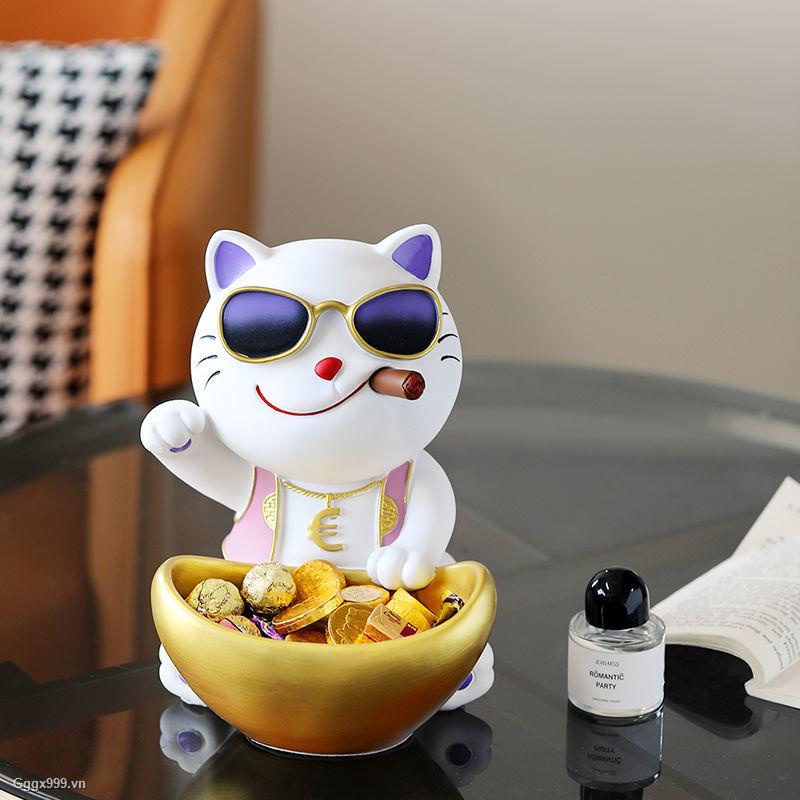 Mô hình mèo may mắn dùng trang trí phòng khách/ tủ rượu/ làm quà tặng