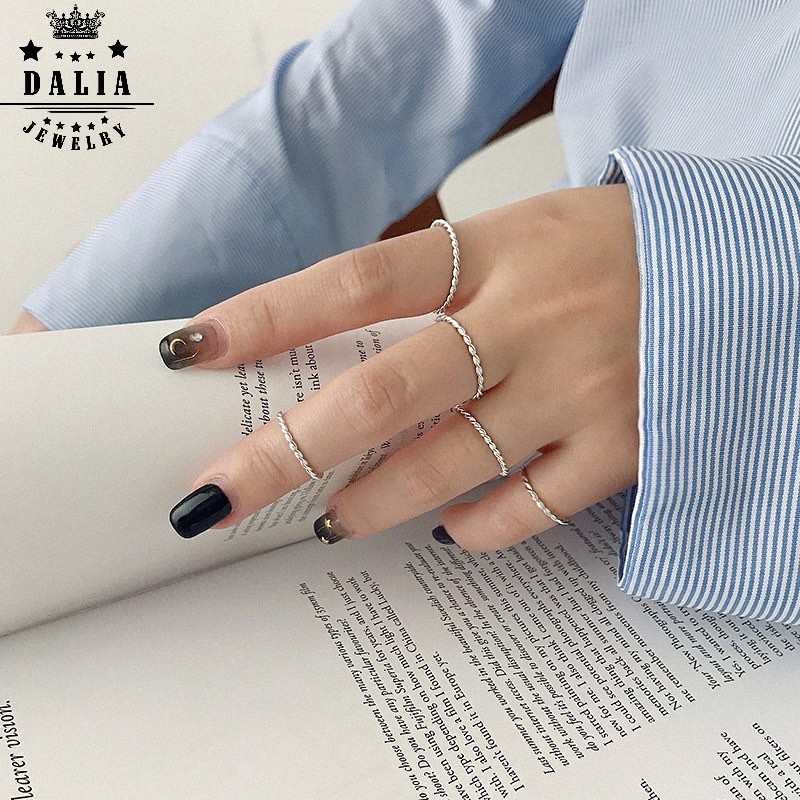 Nhẫn Bạc nữ DaLiA Jewelry xoắn basic, đủ size nhỏ đến to, hàng dày dặn