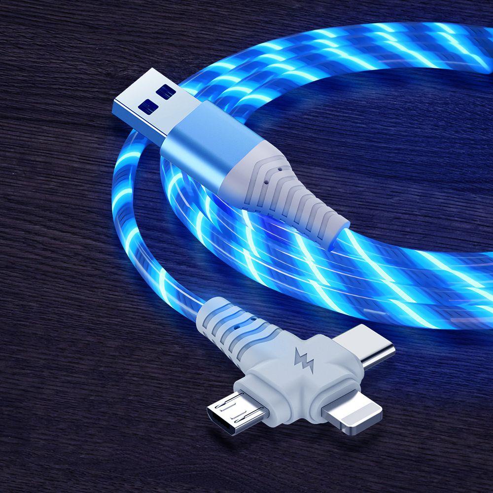 Dây Cáp Sạc Truyền Dữ Liệu Micro USB Type C Có Đèn Dạ Quang Độc Đáo