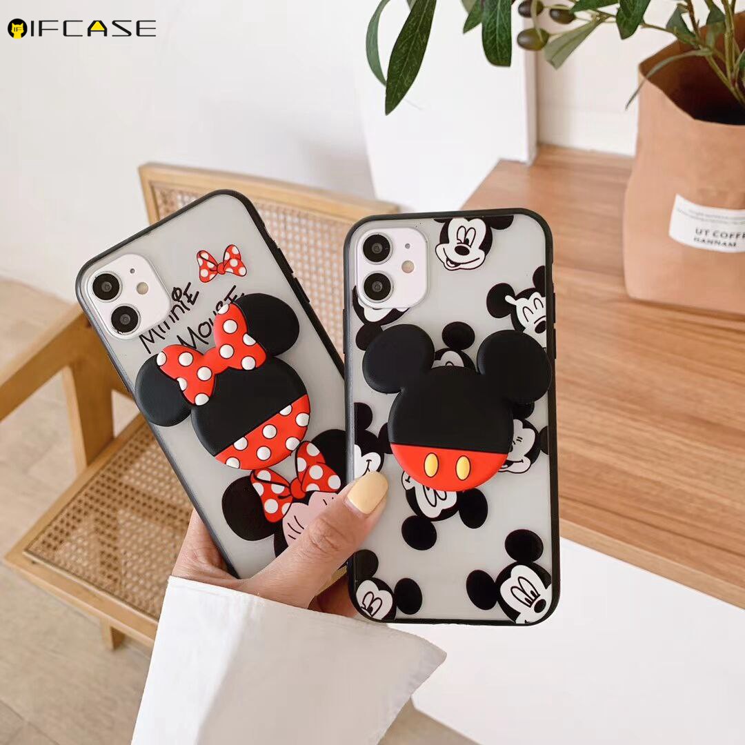 Xiaomi Redmi 6 Note 5 4 4X 3 Pro 5A 5 Plus 4A GO S2 Y2 Phone Case Mickey Minnie Bracket Holder Stand Cartoon Cute Transparent Clear Matte Hard Case Cover