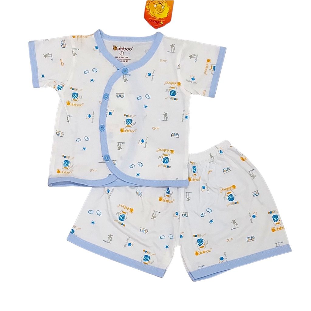 Bộ quần áo sơ sinh Babiboo Tay ngắn cài chéo họa tiết xinh xắn cho bé - BBC06N