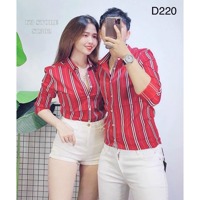 ÁO SƠ MI NAM NỮ TAY DÀI SỌC ĐỎ -CHẤT LIỆU LỤA CAO CẤP KHÔNG NHĂN - CAM KẾT CHẤT LƯỢNG