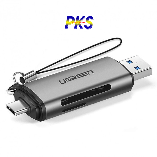 Đầu đọc thẻ nhớ SD, TF chân Type C, USB 3.0 Ugreen 50706 - BH 18 tháng