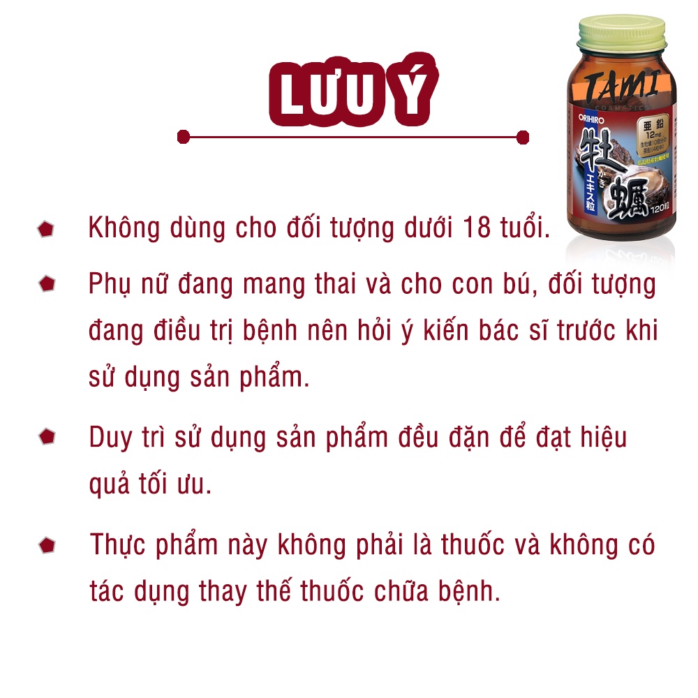 Viên uống tinh chất hàu tươi Orihiro Nhật Bản tăng cường sinh lý, sinh sản cho nam giới 120 viên TM-OR-HAU01