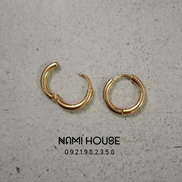 Bông tai unisex khoen tròn màu vàng nhiều size khuyên tai hot trend style hàn quốc phụ kiện kpop - namimi house