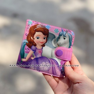 Bóp ví tiền ngang 2 mặt hình công chúa Sofia và Ngựa kim tuyến lấp lánh màu hồng cho bé gái (Thái Lan) - 120NSFNG0063