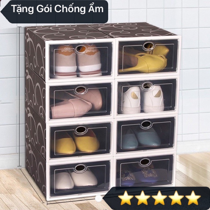 Hộp Đựng Giày🎁Đen Trắng Xanh Hồng Nắp Nhựa Cứng Trong Suốt đa năng nhựa chịu lực 4kg HG01