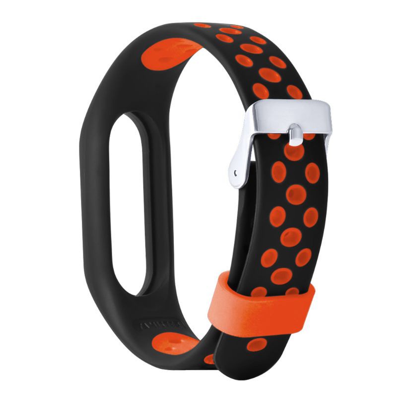 DOU Wrist Strap Bracelet Silicone Smart Wristband Ventilate Waterproof Metal Buckle Sport Replacement Accessories for Xiaomi Mi Band 2