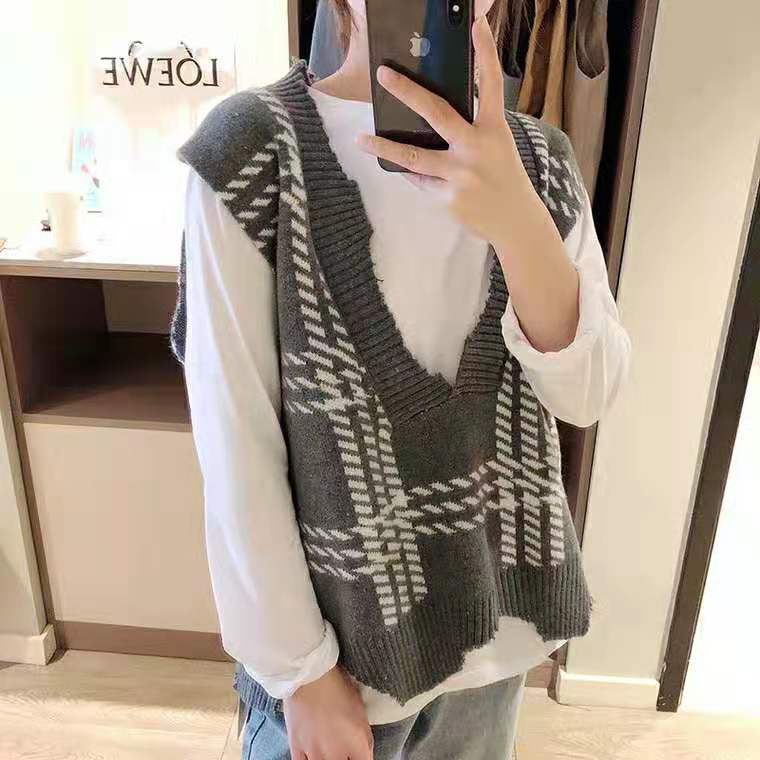 Áo Khoác Len Không Tay Dáng Rộng Phong Cách Hàn Quốc Trẻ Trung Cho Nữ