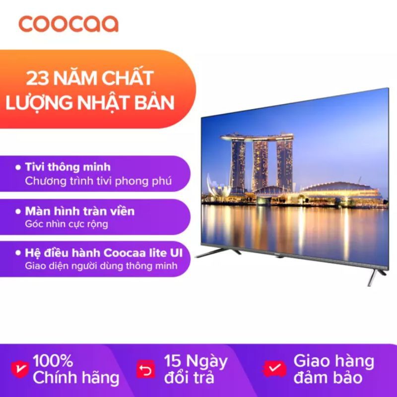 SMART TV Full HD Coocaa 40 inch tivi - Tràn viền - Model 40S3N (Bạc) - 43 Chân viền kim