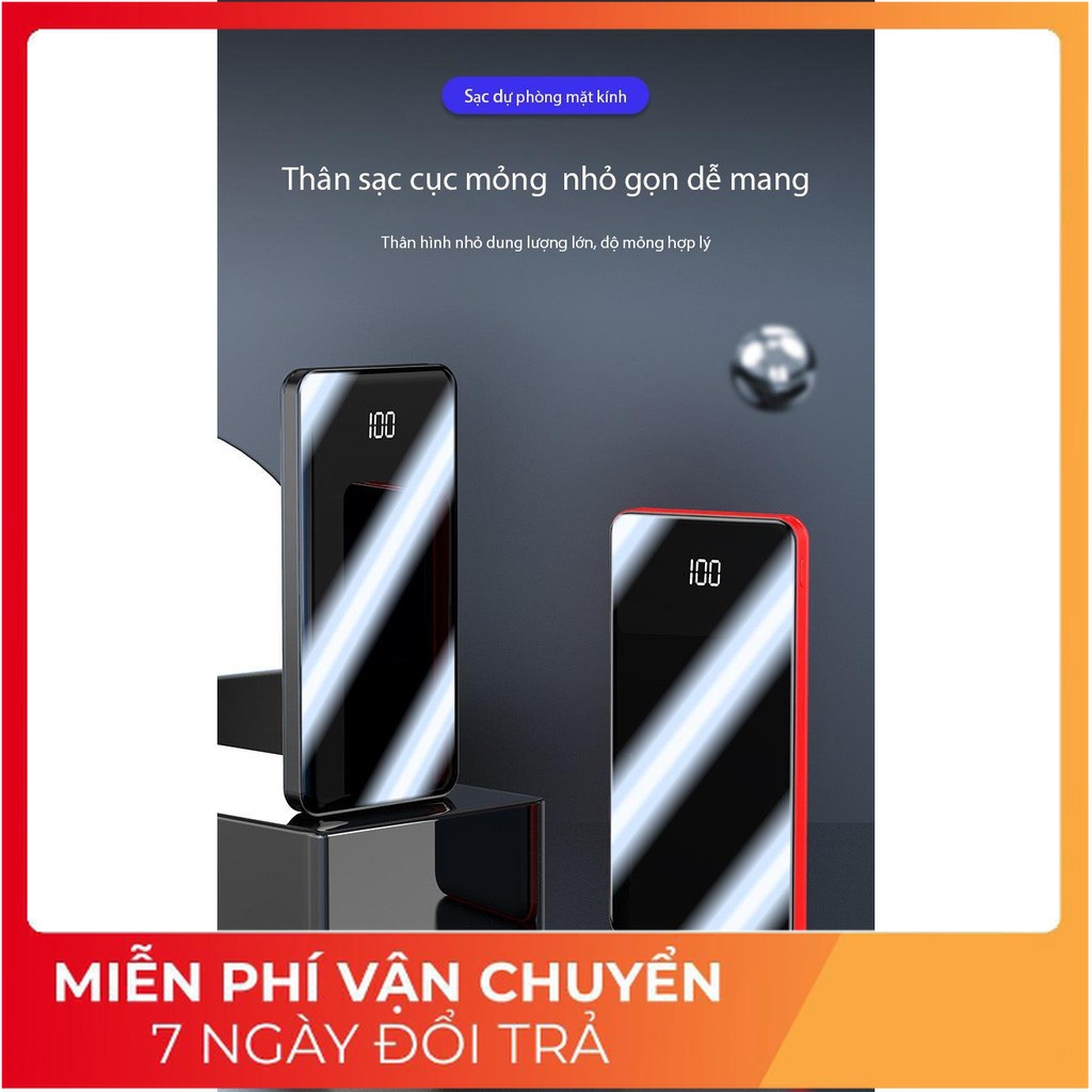 SẠC CỰC NHANH - PIN SẠC DỰ PHÒNG 30000MAH MẶT GƯƠNG ĐEN HUYỀN THOẠI