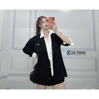 Áo khoác vest / blazer tay dài 1 lớp thêu chữ EDM