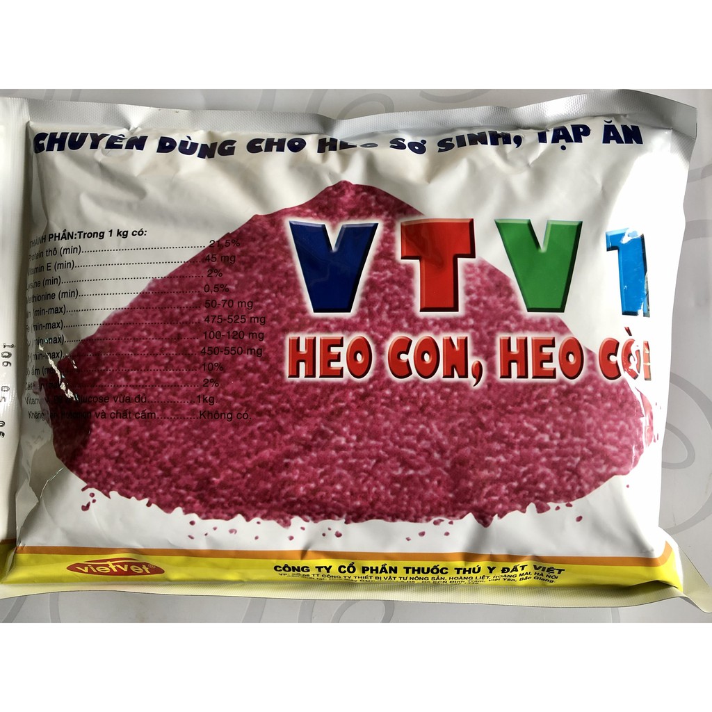 Thuốc thú y VIETVET VTV1 1kg Chuyên dùng cho heo sơ sinh, tập ăn, heo con, heo còi