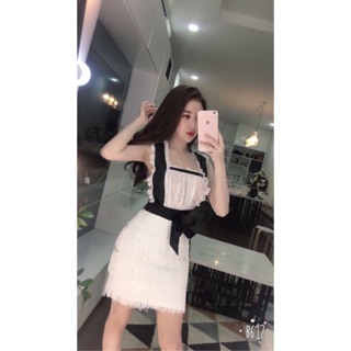 Đầm TK tua rua cột nơ cao cấp