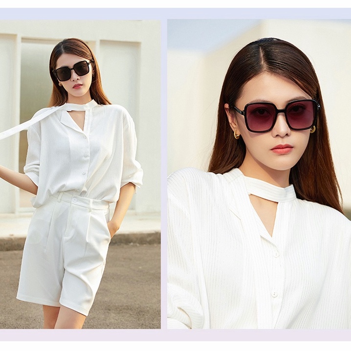 FREESHIP】Kính Mát nữ gọng vuông lớn -đi biển đi nắng siêu chất chống tia UV-thời trang màu gradient Phong Cách Âu Mỹ