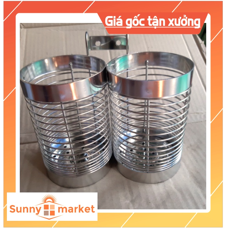 Ống đựng đũa đôi tròn inox SUS 304 cao cấp, Ống đựng đũa hai ngăn sang trọng