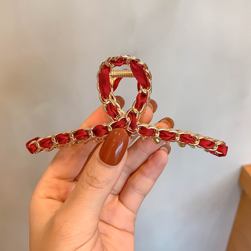 Giá Đỡ Tóc Đơn Màu Đỏ Hàn Quốc Với Thìa