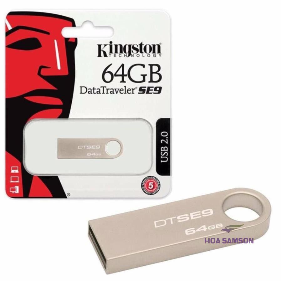 USB Kingston SE9 2.0 64Gb/32Gb/16Gb/8Gb/4Gb/2Gb Thiết Kế Nhỏ Gọn, Vỏ Kim Loại, Chống Nước - Bh 24 tháng