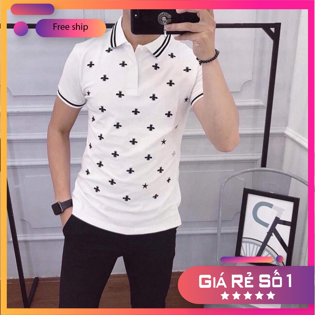 Áo thun nam cổ bẻ HAN'247 Áo thun cá sấu hoạ tiết in caro cực đẹp_ Kitty Free Shop