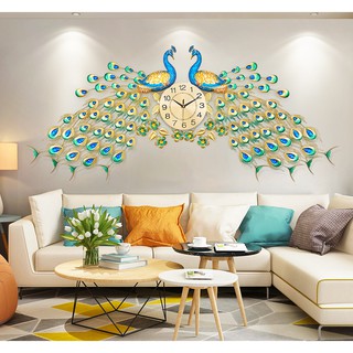 Đồng hồ trang trí Treo Tường phú quý chim khổng tước 525 Dùng làm quà tặng tân gia ,decor khách sạn , phòng khách