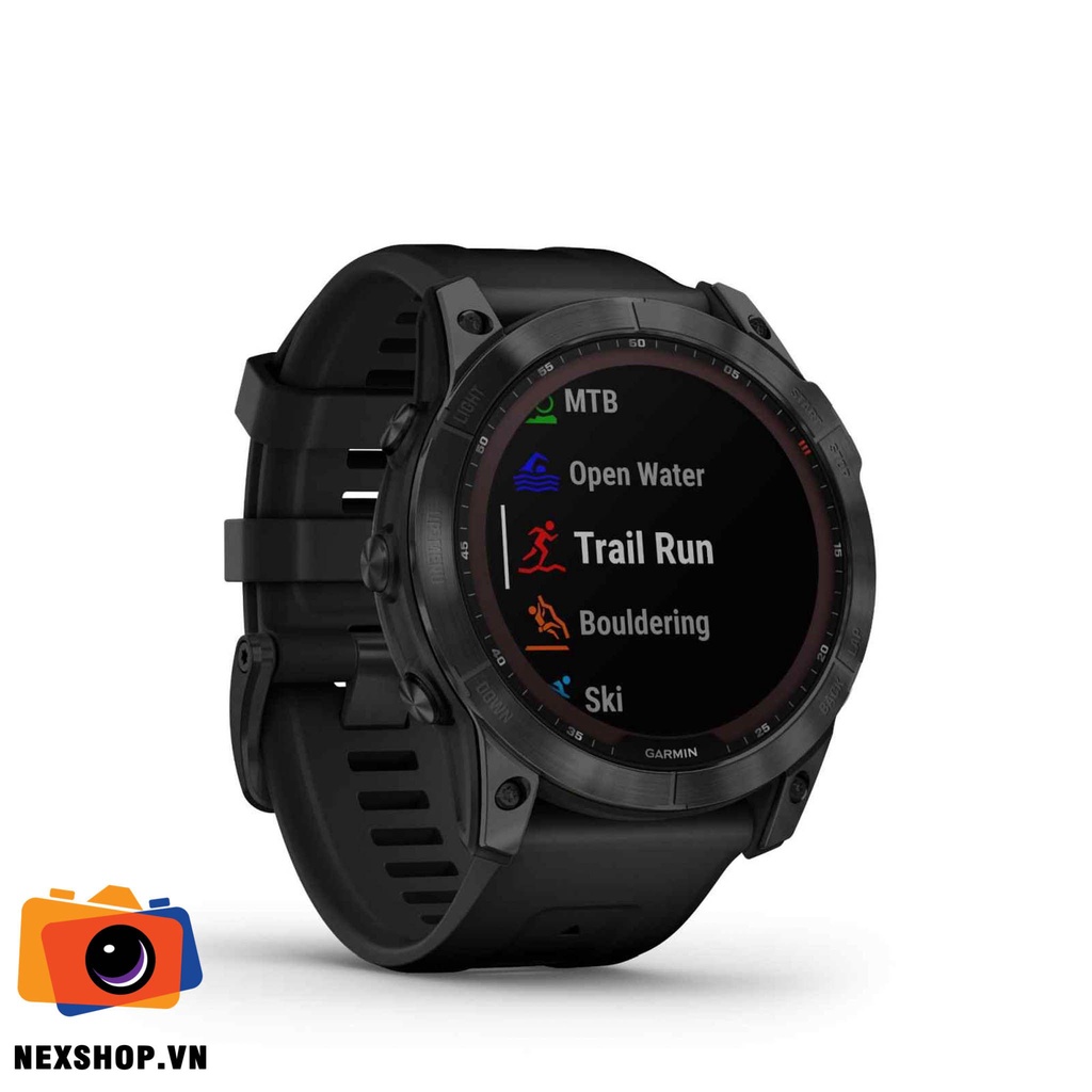 Đồng hồ thông minh Garmin Fenix 7X - Sapphire Solar, Black Ti with Black Silicone Band | Chính hãng FPT