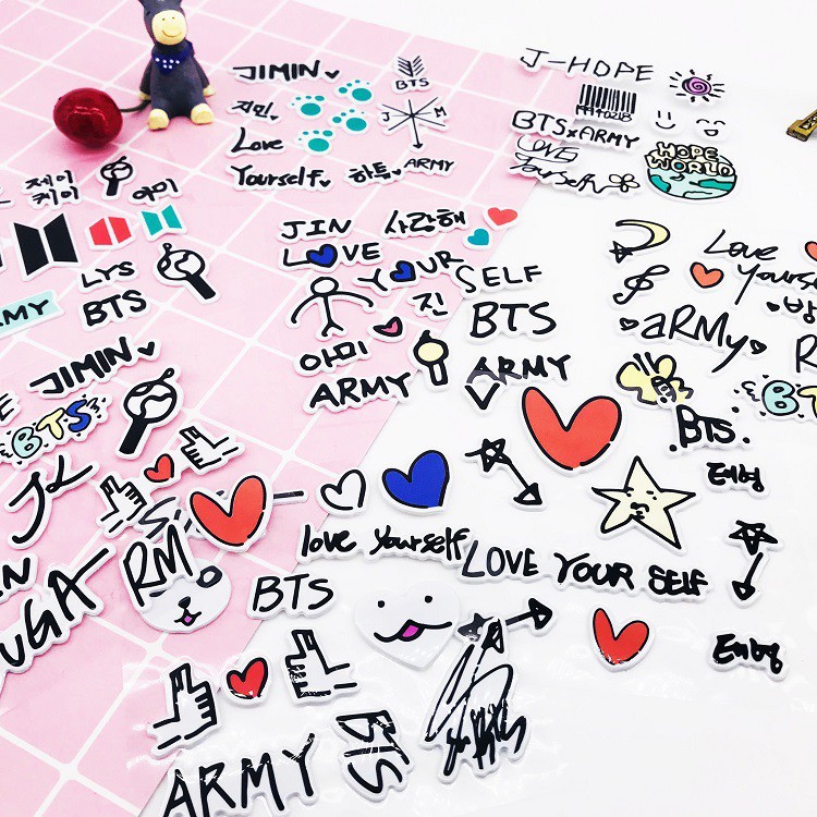 Sticker bts mẫu thành viên và nhóm tập ảnh nhóm nhạc hàn quốc album sticker ảnh dán anime idol dễ thương