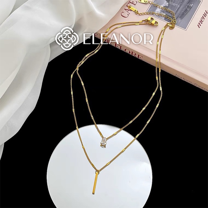 Dây chuyền nữ layer titan Eleanor Accessories hai dây cá tính đơn giản phụ kiện trang sức 5926