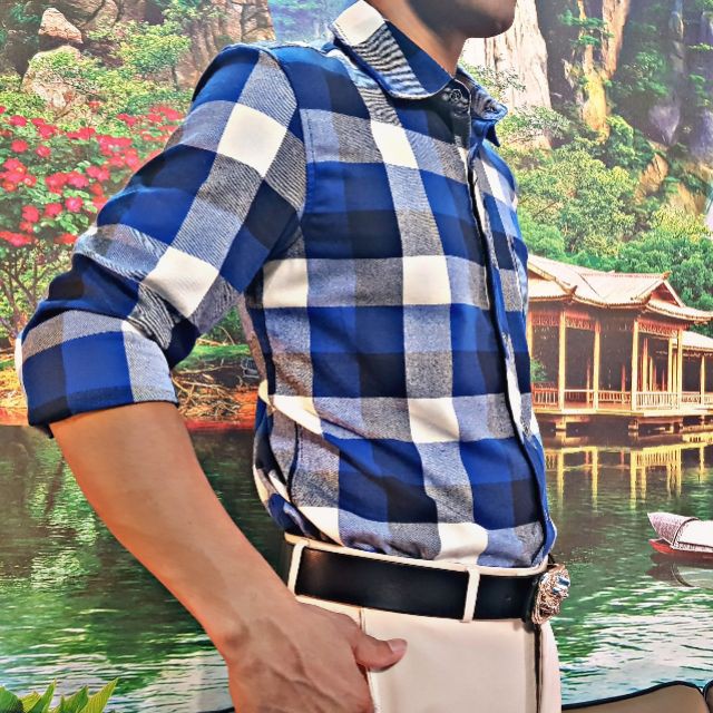 Sơ Mi Nam Hàn Quốc Công Sở Kẻ Sọc Caro Chất Cotton | BigBuy360 - bigbuy360.vn