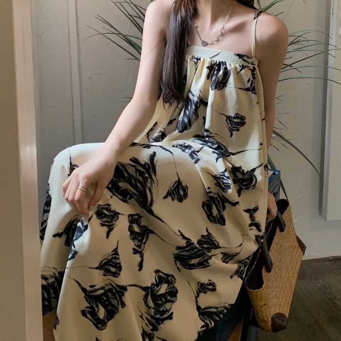 Đầm Yếm In Họa Tiết Phong Cách Hàn Quốc Thời Trang Cho Nữ