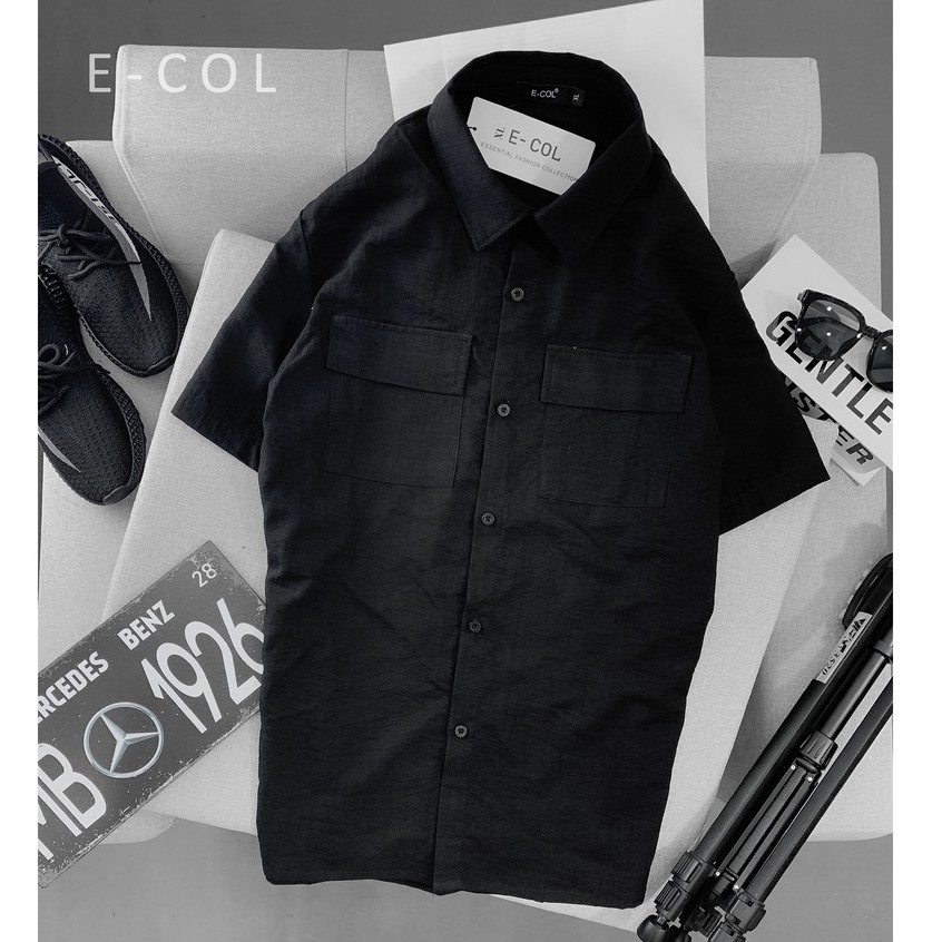 Áo sơ mi nam ngắn tay cổ bẻ túi hộp chất vải đũi cực mát | BigBuy360 - bigbuy360.vn