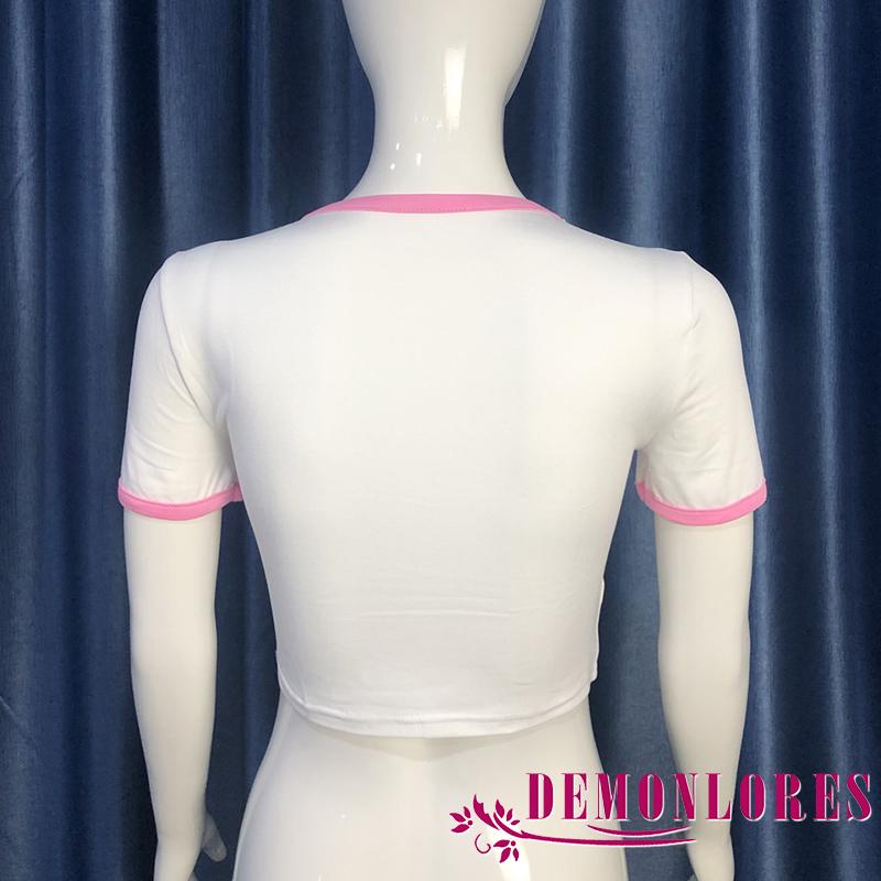 Áo Thun Tay Ngắn Cổ Tròn Phối Màu Thời Trang Cho Nữ