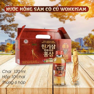 Hộp 10 Chai Nước Hồng Sâm Hàn Quốc có củ tươi