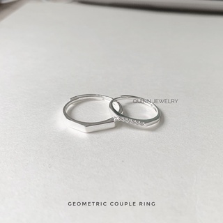 Nhẫn đôi bạc 925 Geometric, nhẫn đôi Quinn Jewelry