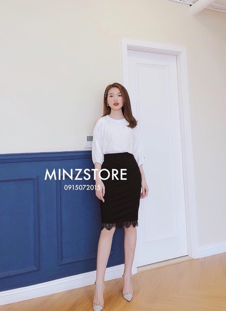 Chân váy bút chì phối ren | BigBuy360 - bigbuy360.vn