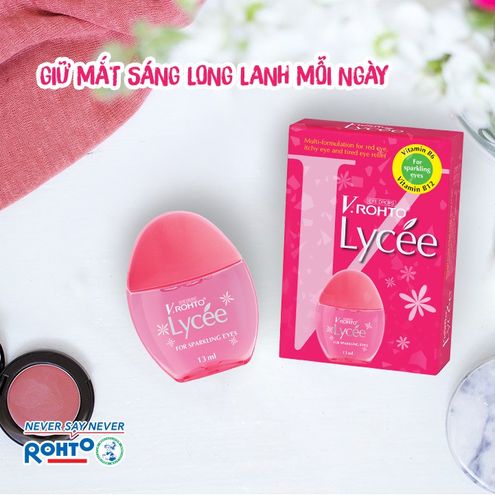 Nước Nhỏ Mắt V.rohto Lycée 13ml - Giảm nhanh triệu chứng đỏ mắt, ngứa mắt, mỏi mắt