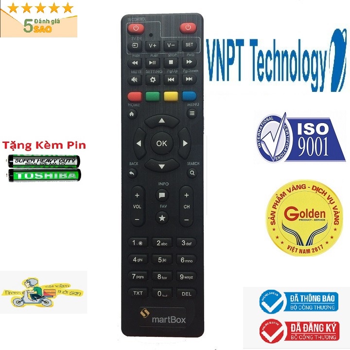 Điều khiển đầu VNPTSMARTBOX - tặng kèm pin - Remote VNPT SMARTBOX loại tốt chính hãng