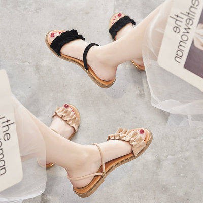 Dép Pháp Roman Sandals Nữ mùa hè 2021 Xu hướng mới Thời trang Mặc Váy Ouro Fairy Flat Dép nữ