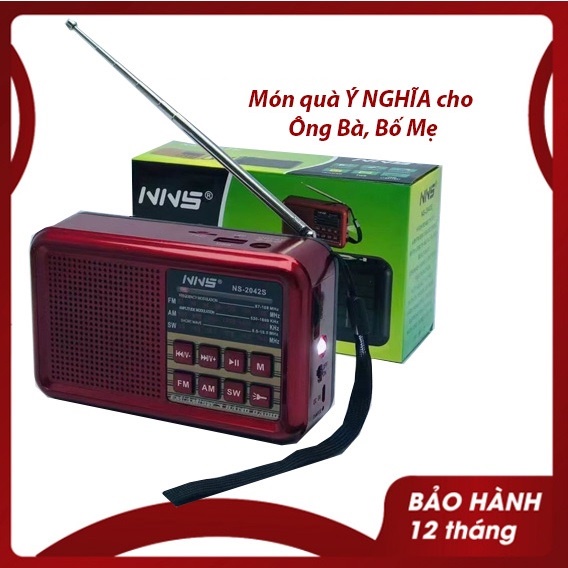 Đài Radio Cổ Năng Lượng Mặt Trời NNS NS-2042S kết nối bluetooth, Nghe solo TWS, nghe thẻ nhớ, USB, FM, AM, SW - BH 1 năm