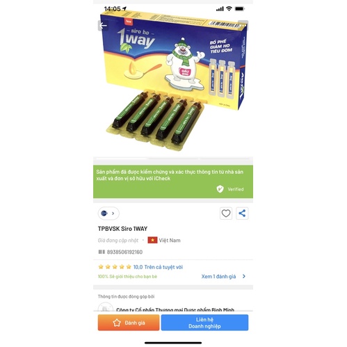 Siro 1 way  bổ phế giảm ho, long đờm