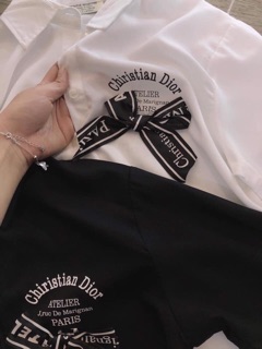 Áo sơ mi cộc tay nơ ngực