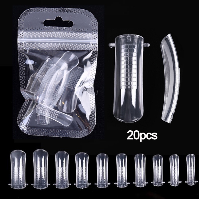 [Hàng mới về] Bộ 100/20 cái móng tay giả làm móng acrylic dài 12 cỡ trong suốt kiểu ballet DIY