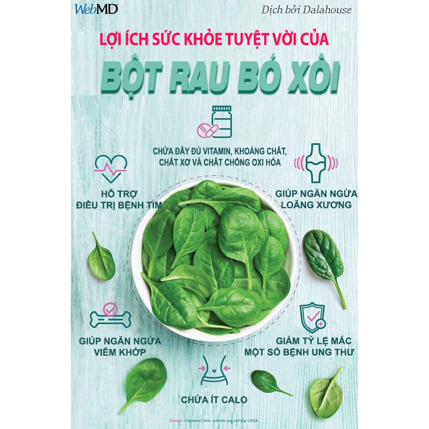 Bột cải bó xôi nguyên chất Dalahouse 50g