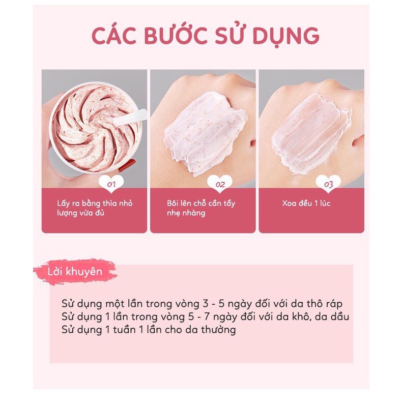 Tẩy da chết body organic shop hương đào Heyxi sáng mịn da
